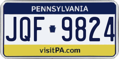 PA license plate JQF9824