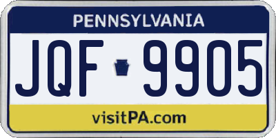 PA license plate JQF9905