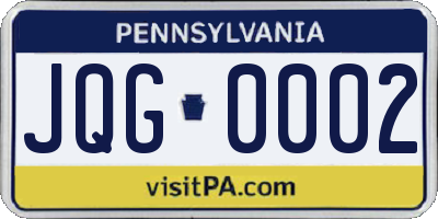 PA license plate JQG0002