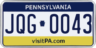 PA license plate JQG0043