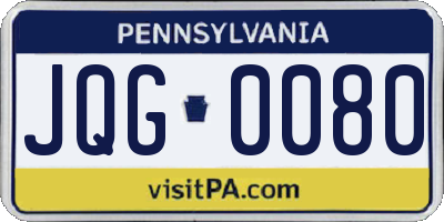 PA license plate JQG0080