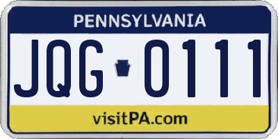 PA license plate JQG0111