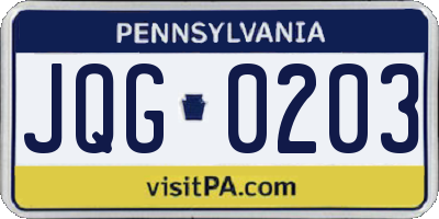 PA license plate JQG0203
