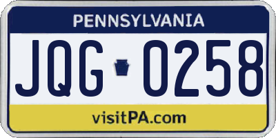 PA license plate JQG0258