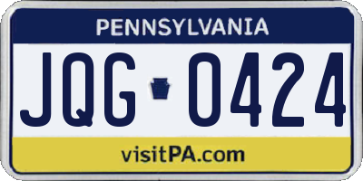 PA license plate JQG0424