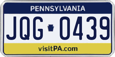 PA license plate JQG0439