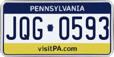 PA license plate JQG0593
