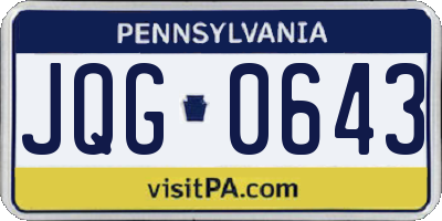 PA license plate JQG0643