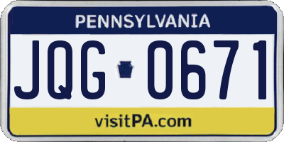PA license plate JQG0671