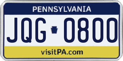 PA license plate JQG0800
