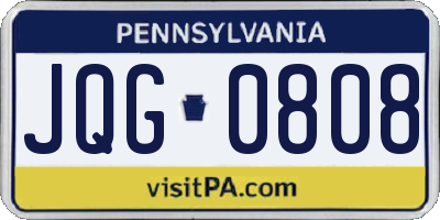 PA license plate JQG0808