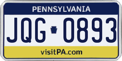 PA license plate JQG0893