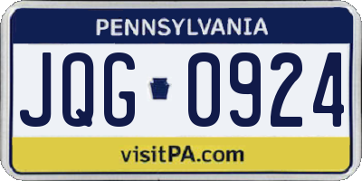 PA license plate JQG0924