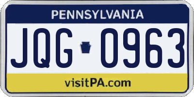 PA license plate JQG0963