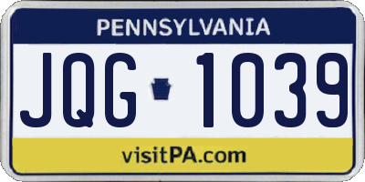 PA license plate JQG1039