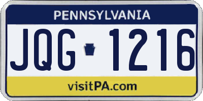 PA license plate JQG1216