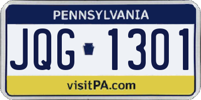 PA license plate JQG1301