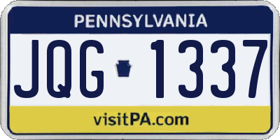 PA license plate JQG1337