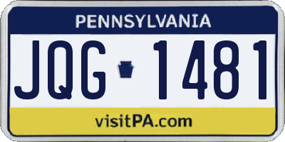 PA license plate JQG1481