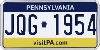 PA license plate JQG1954