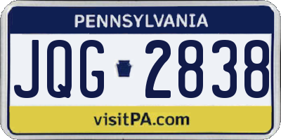 PA license plate JQG2838