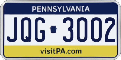 PA license plate JQG3002