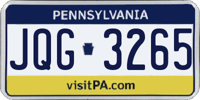 PA license plate JQG3265
