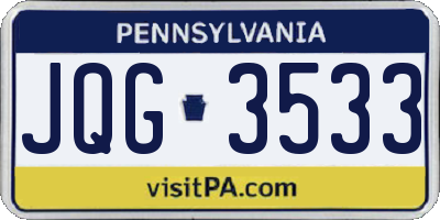 PA license plate JQG3533