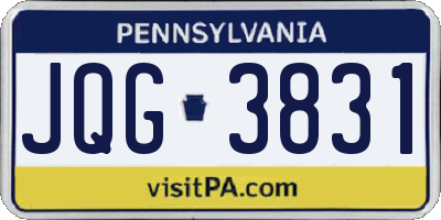 PA license plate JQG3831