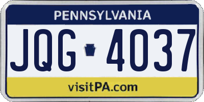 PA license plate JQG4037
