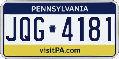 PA license plate JQG4181