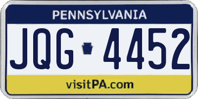 PA license plate JQG4452
