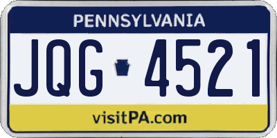 PA license plate JQG4521