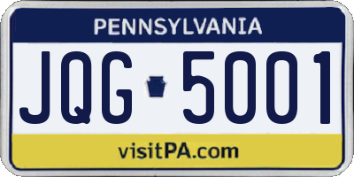 PA license plate JQG5001