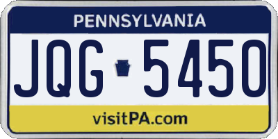 PA license plate JQG5450
