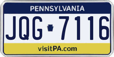 PA license plate JQG7116