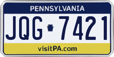 PA license plate JQG7421