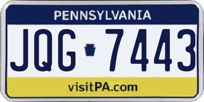 PA license plate JQG7443