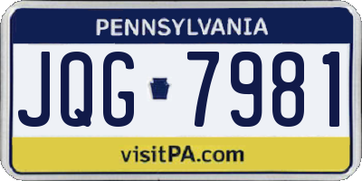 PA license plate JQG7981