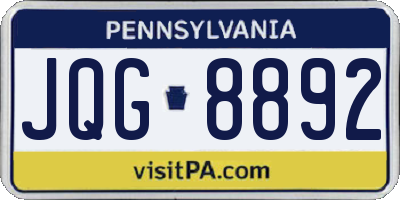 PA license plate JQG8892
