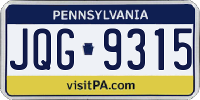 PA license plate JQG9315