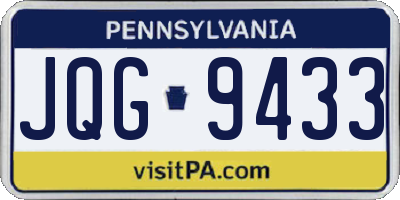 PA license plate JQG9433
