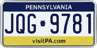 PA license plate JQG9781