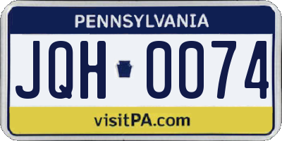 PA license plate JQH0074