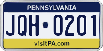 PA license plate JQH0201