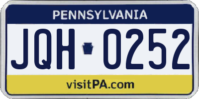 PA license plate JQH0252