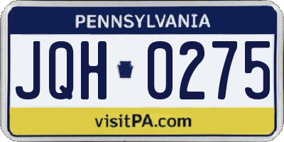 PA license plate JQH0275