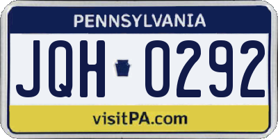 PA license plate JQH0292