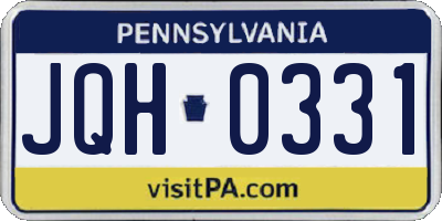 PA license plate JQH0331