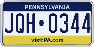 PA license plate JQH0344